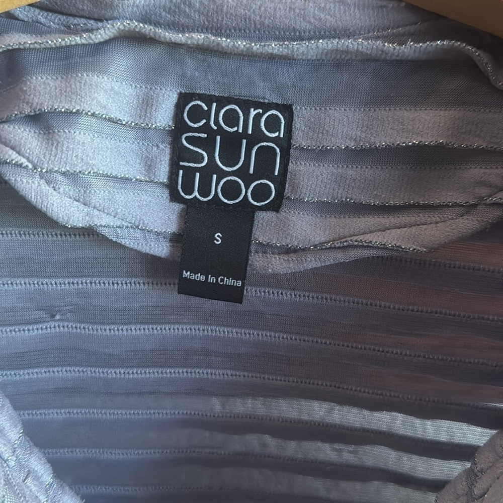 CLARA SUNWOO Light Gray Textured Ribbed Zip Front Jacket - Picture 3 of 10